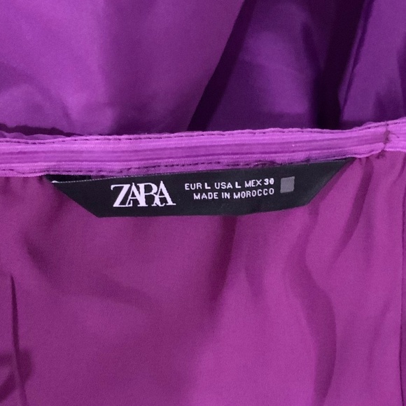 Zara Voluminous Strapless Purple Bubble Skirt Party Mini Dress Size Large - Picture 9 of 12